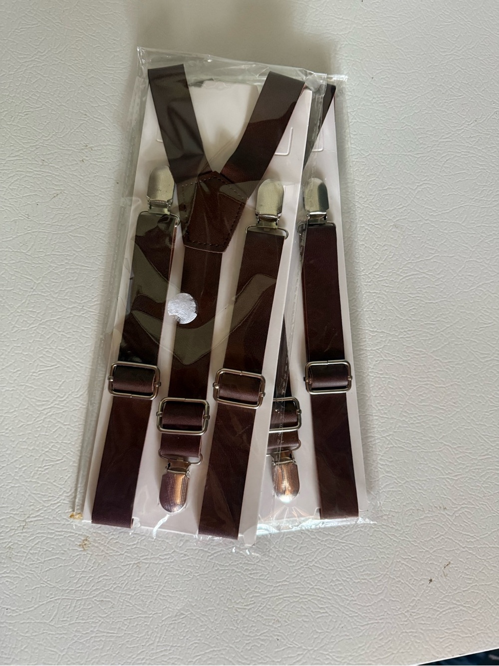 Adjustable boys Burgundy Suspenders with Silver Clips